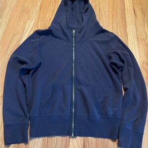 American Eagle Outfitters Girls Dark Blue Zip-Up Hoodie